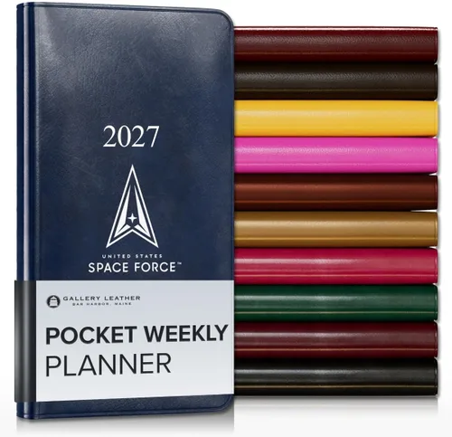 Vista 47 de Gallery Leather Agenda semanal grande 2026-2027 Acadia Hydrangea Hortensia Acadia