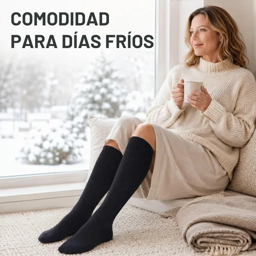 Vista 9 de YEJIMONG Calcetines altos gruesos y cálidos para mujer, acolchados, 4 pares Negro