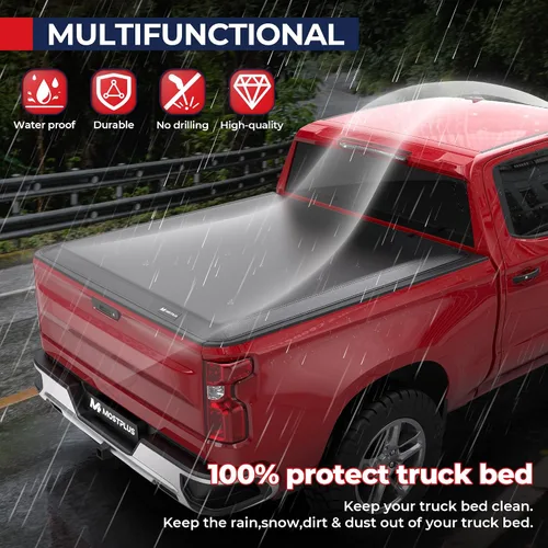 Vista 7 de MOSTPLUS - Funda de tonneau de triple pliegue suave de 5.8 pies para cama de camioneta, compatible con Chevy Silverado 1500 2007 2008 2009 2010 2011