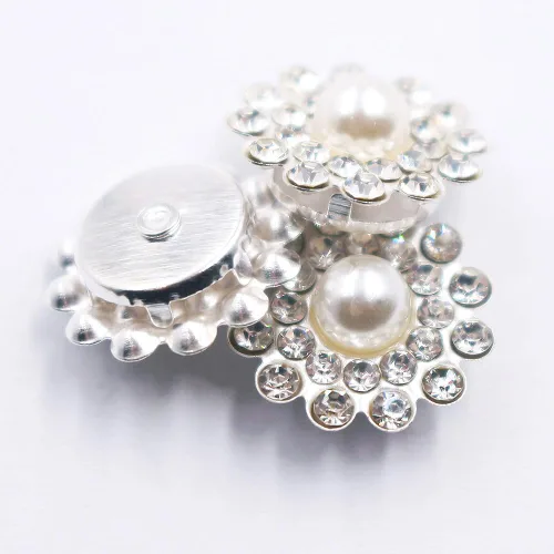 Vista 5 de 120pcs 0.551 in Girasol Perla Plata Cristales Botones Coser en Diamantes de Imitación para Ropa Tela Accesorios de Costura