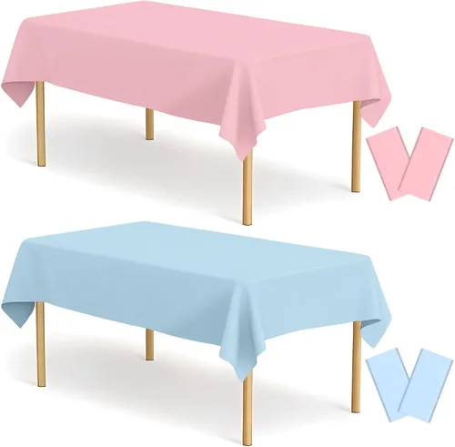 Vista 37 de Paquete de 2 manteles de plástico a cuadros en blanco y negro para fiestas, desechables de 54 x 108 pulgadas, mantel rectangular con bandera a