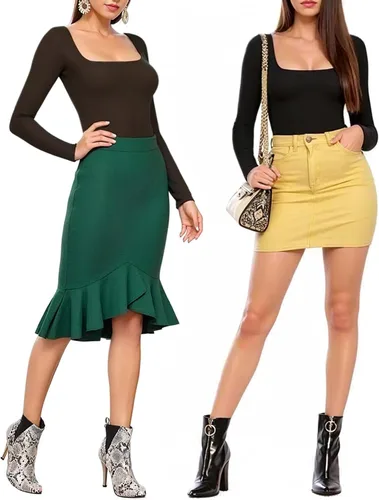 Vista 3 de MANGOPOP Body de manga larga con cuello cuadrado para mujer