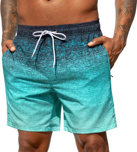 Vista 26 de SILKWORLD Traje de baño para hombre, pantalones cortos de playa de secado rápido con bolsillos Ejército Verde-ag
