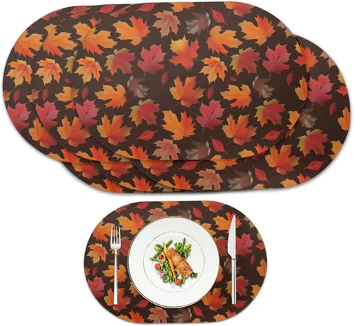 Vista 25 de Corn Green Placemats Set of 2 12 x 18 Inch Leather Table Mats Seasonal Table Placemats Protector PU Desk Mat Heat Resistant Washable Easy Clean for