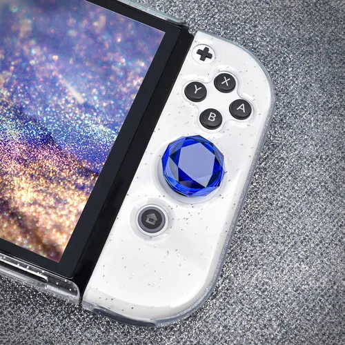Vista 3 de DLseego Diamond 3D Thumb Grips Caps Compatible with Switch Switch Lite Switch OLED Joy Con Crystal Clear Console Joystick Cover 4PCS- Blue and