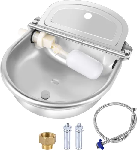 Vista 8 de 2 piezas automático de agua potable para animales, alimentador de agua de acero inoxidable, dispensador de perro de granja, kit de llenado