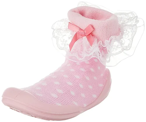 Vista 11 de Nuby Snekz - Zapatos cómodos de suela de goma para primeros pasos, lunares rosados, talla S, 7-14 meses