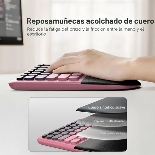 Vista 5 de MOFII Combo de teclado y mouse ergonómicos inalámbricos, teclado curvado dividido con reposamuñecas (comodidad durante todo el día) + mouse óptico