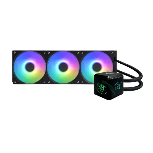 Vista 16 de Dracaena.io Enfriador de CPU AIO de 4.724 in, control remoto ARGB, ventilador PWM ARGB silencioso, bomba de rodamiento hidráulico y radiador