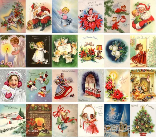 Vista 2 de PIXILUV Paquete de Tarjetas Postales 24 piezas - Tarjetas de Felicitación Vintage de Navidad con Santa - Reedición