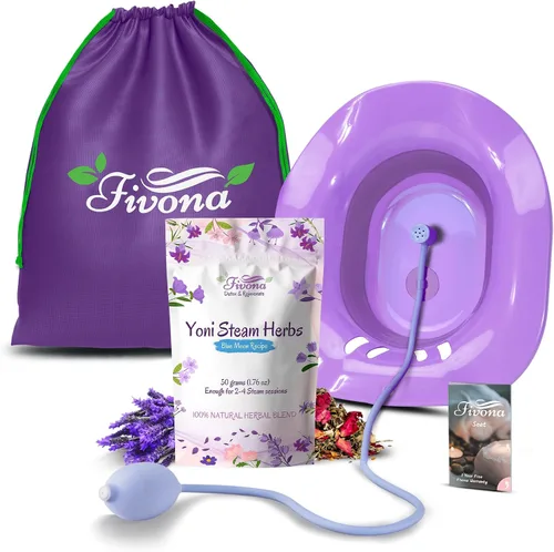 Vista 10 de Fivona Yoni - Kit de vapor 3 en 1 paquete de asiento de vapor expandible para bolsa de almacenamiento de inodoro y mezcla de hierbas de luna azul