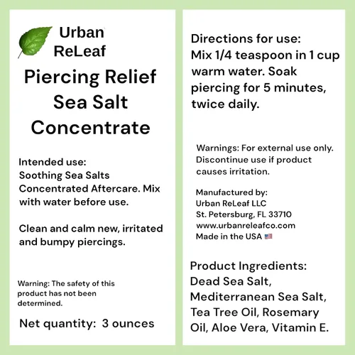 Vista 7 de Urban ReLeaf Concentrado de sal marina para aliviar los piercings. Limpia, calma y cura suavemente de forma segura, nuevos piercings irritados