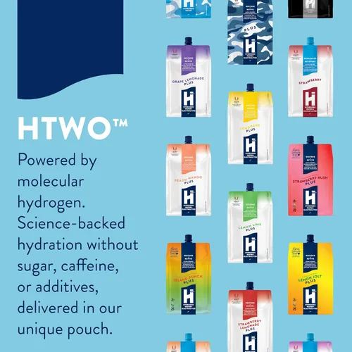 Vista 7 de HTWO Plus Agua de hidrógeno molecular con electrolitos, sabor a limonada de uva, paquetes de hidratación sin azúcar, paquete de 6 unidades de 16.9