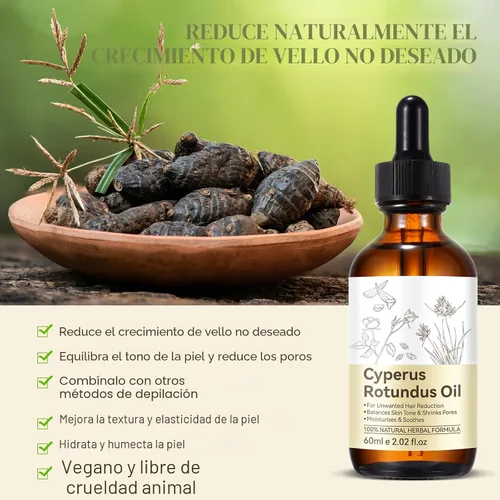 Vista 4 de Cyperus Aceite de reducción de cabello (paquete de 2) – Fórmula botánica natural para reducir el crecimiento no deseado del cabello, aceite corporal