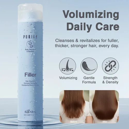 Vista 2 de Kaaral Purify Filler Shampoo - Fórmula fortalecedora y voluminizadora para mujeres y hombres - Cuidado del cabello espesante para una apariencia más