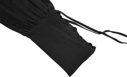 Vista 5 de Pantalones de tobillo medievales para niños y niños, disfraz de pirata vikingo, renacentista, con cordones, pantalones de navegador con bandas