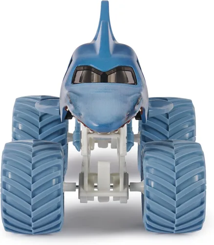 Vista 4 de Monster Jam, Camión monstruo oficial de Megalodon - Edición original retro de 2017, escala 1:24, vehículo fundido a presión y neumáticos BKT