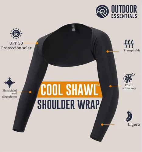 Vista 3 de OutdoorEssentials Mangas de brazo para mujer – Chal de golf UV con mangas – Bolero de entrenamiento – Medias de brazo para protección solar Negro