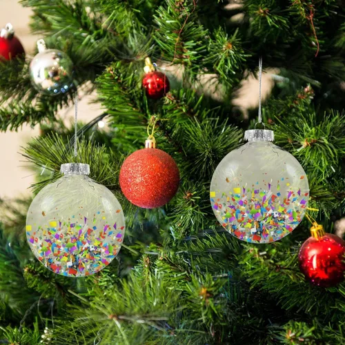 Vista 8 de BESPORTBLE 10 adornos de Navidad transparentes rellenables para bricolaje, bolas colgantes transparentes para decoración navideña personalizada