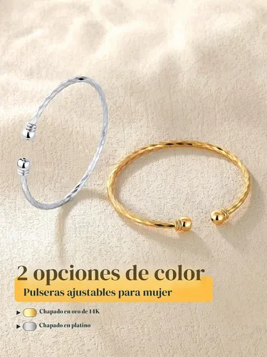 Vista 5 de U7 delicado brazalete de puño simple de platino bañado en oro real de 18K, joyería moderna. A. Oro básico