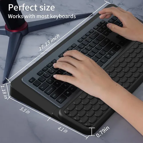 Vista 6 de Soporte de teclado para escritorio, reposamuñecas para teclados, soporte ergonómico para teclados para trabajar fácilmente, almohadilla de muñeca