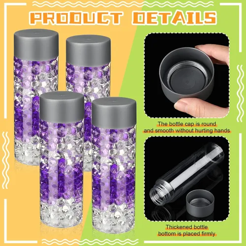 Vista 4 de Hoolerry 16 botellas sensoriales de plástico vacías con tapas, botellas de agua sensoriales de plástico transparente reutilizables
