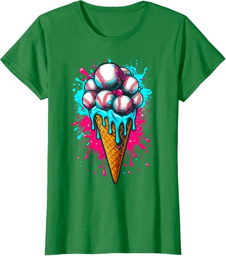 Vista 29 de Camiseta de béisbol de acuarela de helado de béisbol