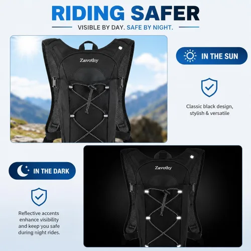 Vista 5 de Zavothy Hydration Backpack with 2L Hydration Bladder Water Backpack for Hiking Hydration Pack for Running Cycling Hiking