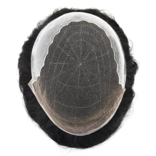 Vista 3 de Mens Toupee Human Hair Replacement System Swiss Lace Toupee For Men Hair Piece Protesis Capilar Mens Hairpiece 5X7#1 Jet Black 120% Density