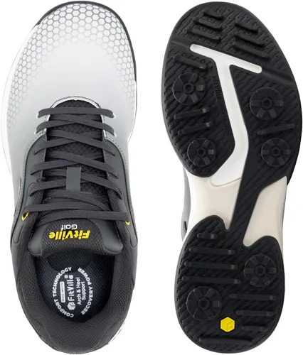 Vista 4 de FitVille Zapatos de golf anchos y extra anchos para hombre, zapatos de golf profesionales impermeables para exteriores para hombres
