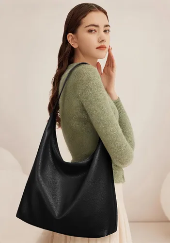 Vista 6 de KALIDI Bolso de Mano Casual de Cuero Vegano Bolso Hobo con Cremallera para Trabajo de Fin de Semana Bolso de Hombro para Viaje de Mujer