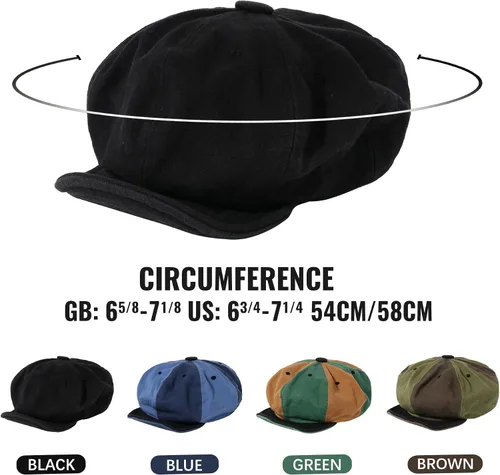 Vista 5 de CLAPE Gorra de algodón para hombre de 8 paneles Ivy Newsboy Gorra Peaky Herringbone Cabbie Gatsby Gorra Applejack Bakerboy Boina Sombrero plano