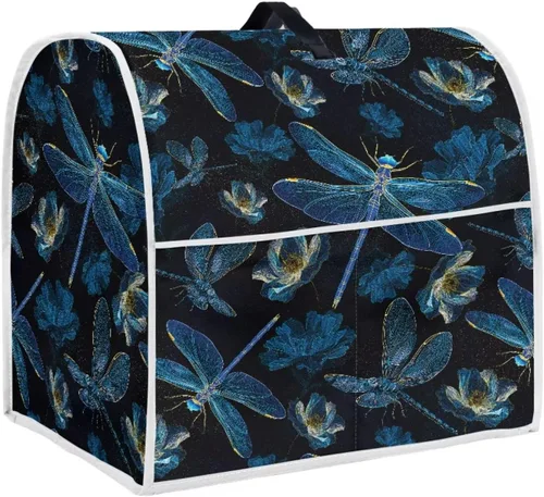 Vista 25 de UNICEU Protector de cubierta de batidora de soporte de cocina con estampado retro de mariposa de girasol, con mango superior, cubierta de polvo