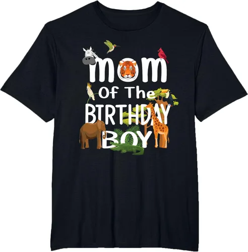 Vista 45 de Camiseta de fiesta de animales con temática de zoológico para niño de cumpleaños, Negro