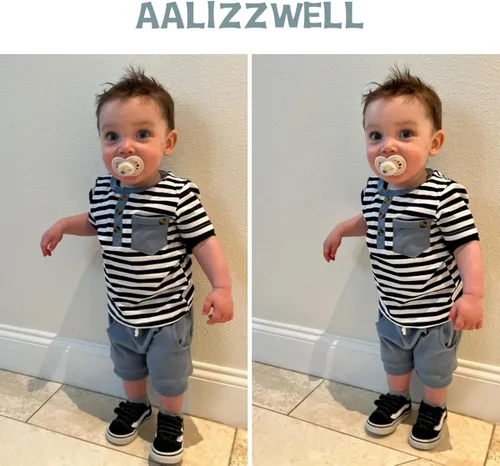 Vista 2 de Aalizzwell Camiseta de verano para bebés recién nacidos y niños