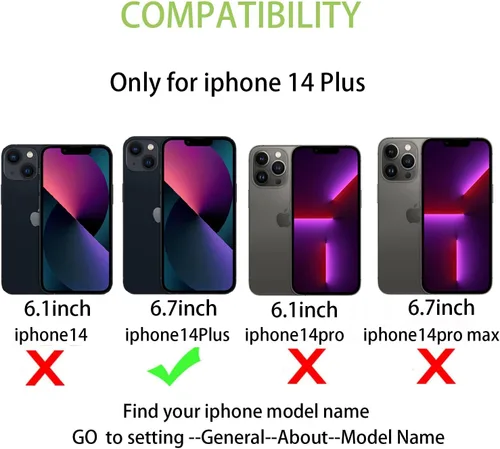 Vista 2 de Cavor para iPhone 14 Plus Funda tipo cartera con tarjetero, Funda tipo cartera para iPhone 14 Plus para mujeres, Doble cierre magnético a prueba