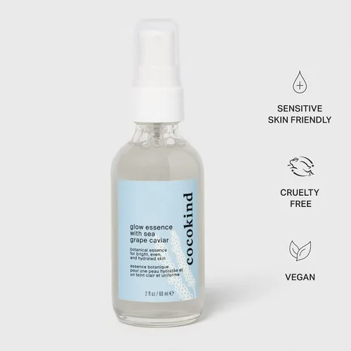 Vista 5 de Cocokind Glow Essence con caviar de uva de mar, imprimación hidratante y niebla facial, hidratante facial con espino amarillo, ácido linoleico