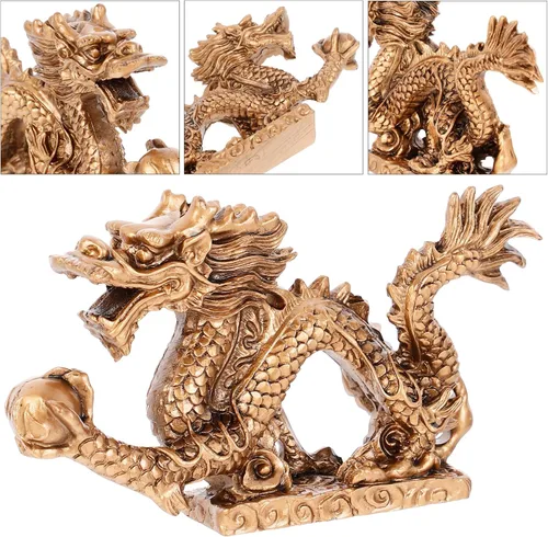 Vista 6 de BESPORTBLE Escultura de dragón chino de resina, estatua de dragón oriental, escritorio, estatuilla de Fengshui, decoración de arte para el hogar