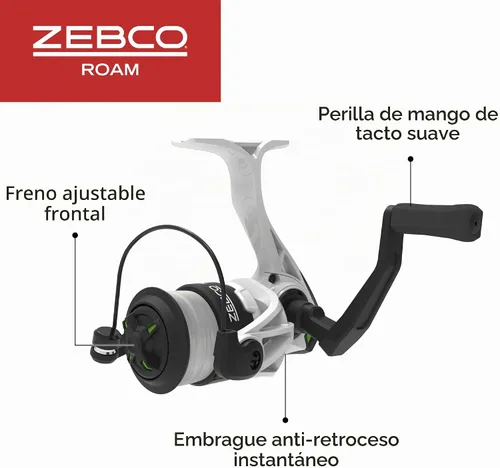Vista 4 de Zebco Roam - Combo de carrete giratorio y caña de pescar, caña de fibra de vidrio de 6 pies, mango Split ComfortGrip, pomo de mango Soft-Touch