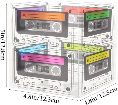 Vista 6 de Yardwe Paquete de 5 cajas de cinta de casete para fiesta, cajas de dulces retro de los años 80 para decoración de mesa de cumpleaños, 5.03 x 4.84 x