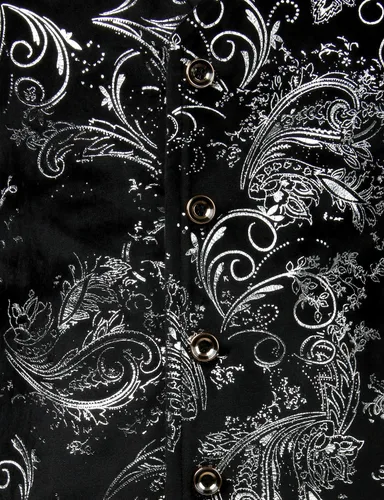 Vista 5 de ZEROYAA Chaleco de traje de cuello en V con estampado de cachemira metálico para hombre, chaleco de esmoquin