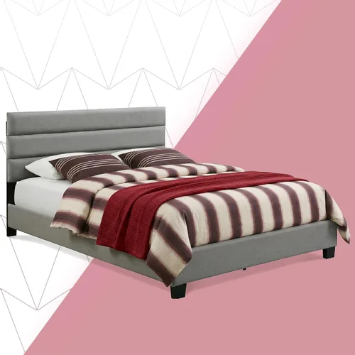 Vista 9 de Click365 Hudson - Base de cama de plataforma tamaño King, cama tapizada de piel sintética negra con cabecera copetuda, soporte de listones de Cuero