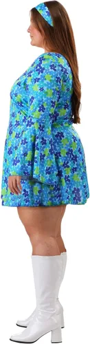 Vista 5 de Wildflower Hippie Dress Costume 70s Outfit For Women Floral Print Minidress, Scoop Neckline And Flared Sleeves