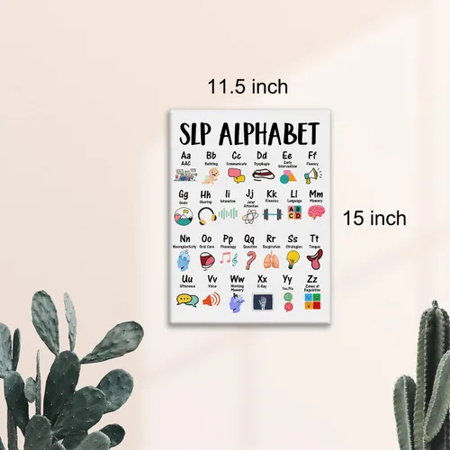 Vista 2 de Lienzo enmarcado para decoración de pared de terapia del habla y aula, póster enmarcado para pintura del alfabeto, cuadro de pared y mesa