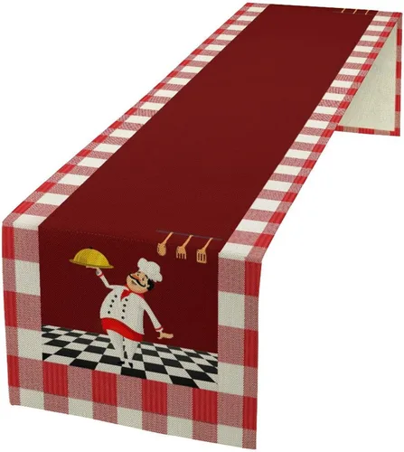 Vista 43 de Camino de mesa de lino de algodón, cuchillo de cocina occidental, tenedor, colección de mesa rectangular, desierto salvaje oeste americano
