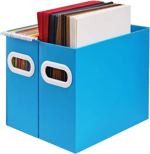 Vista 30 de Organizador de archivos colgante, organizador de carpetas de archivos de cartón para tamaño carta, caja de almacenamiento de documentos