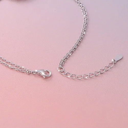 Vista 8 de Brazalete con cadena doble, con dije para mal de ojo, de plata de ley 925 y circonio cúbico, para mujer.