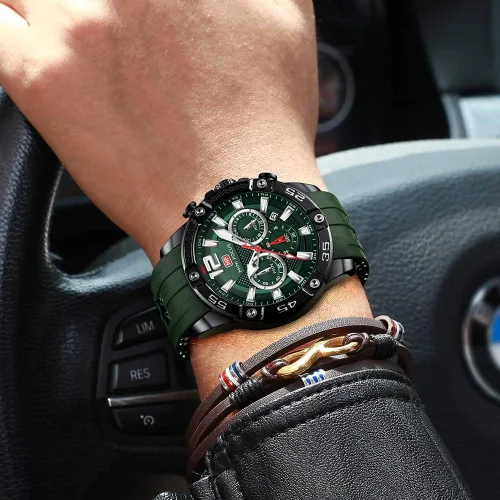 Vista 6 de KXAITO Mens Watches Military Sport Waterproof Chronograph Watch Luminous Silicon Strap Casual Watches for Men Fashion Analog Quartz Business Wrist