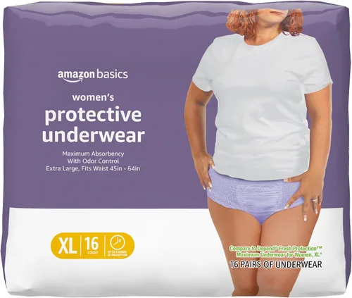 Vista 18 de Amazon Basics - Ropa interior protectora para mujer, para incontinencia y posparto, máxima absorción, talla S, lavanda, 24