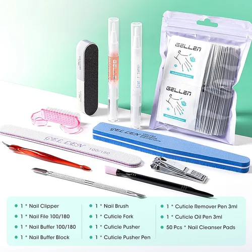 Vista 9 de GELLEN Almohadillas limpiadoras de uñas, 50 piezas con kit de herramientas